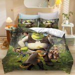 Shreki tekikott ja padjap&uuml;&uuml;rid Voodipesu Tekikomplektid Kuninglik Suurus 3D Laste Voodipesu Komplekt 135x200cm