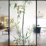 Hiina stiilis bambusest vitraažkiled Privaatsus Akende kile Staatiline klammerdumine Kodu dekoratiivsed j&auml;&auml;tunud aknakleebised (as the picture,40x90cm)