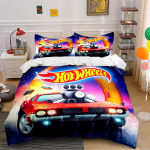 Hot Wheels Racing Voodipesukomplekt Voodipesu Tekikottide Komplekt Tekikott Padjap&uuml;&uuml;rid (1 * Tekikott 2 * Padjap&uuml;&uuml;ri, ilma tekita) 135x200cm