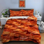 HD Lihapeekon Toiduprint Voodipesukomplekt Tekikott 1 Tekikott 2 Padjap&uuml;&uuml;ri T&auml;iskasvanute ja Laste Voodipesukomplekt Luksuslik Kingituseks 135x200cm brown