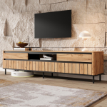 TV-kapp 180x40x52cm, 2 sahtli ja 2 &uuml;lesklapitava uksega, 6 metalljalga, kandev&otilde;ime kuni 30kg, meelelahutuskeskus 75-tollisele, naturaalse puidu v&auml;rvi 180 x 40 x 52 cm
