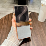 Kivist s&auml;delev telefoni&uuml;mbris Samsung Z Flip 8 7 Galaxy Z Flip 7 FE 6 5 4 jaoks Galvaanilise raamiga Kesk-telje kaitsekate Galaxy Z Flip5 taevasinine v&auml;rv