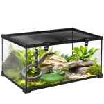 K&otilde;rgendatud roomajate terrarium lukuga ja termomeetriga, klaas ja traatv&otilde;rk, 50x30x25 cm, Must