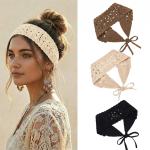 3 tk boheemlaslikud peapaelad naistele, juukseehted, kootud bandana peapael | Bandana peapael, kerged juuksepaelad, pehme ja hingav juukser&auml;tik Black+Beige+Coffee beige