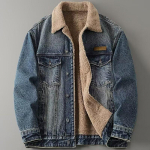 Retro Ameerika Fliisvoodriga Paksenenud Denim Jakk Meestele Talvine Trendikas Lambavillane Soe Puuvillane Mantel Jakk L sinine