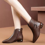 L&uuml;hikesed saapad Naiste Uus S&uuml;gis-talvine Stiil Terava Otsaga L&uuml;hikesed Saapad, Mitmek&uuml;lgsed Nahast Kingad 41 pruun