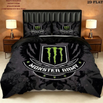 Monster Energy Mustriga Voodipesu Tekikott Komplekt Kodu Kaunistus Kingitus (1 * tekikott + 2 * padjap&uuml;&uuml;ri ilma s&uuml;damikuta) 140x200cm