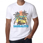 Meeste vintage t-s&auml;rk graafilise pildiga suvine kolmnurk Sausalito valge XS valge