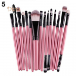 15 tk Make Up lauv&auml;rv kulmude ripsmetu&scaron;&scaron; huulek&auml;sn Silmapliiatsi pintslite komplekt Pink + Black