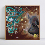 T&auml;is&uuml;mmarguse ristpistega kivikividest loommosaiik teemantmaaling elevant 30x30CM