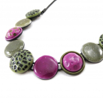 NOA [J2262] - Collier Cr&eacute;ateur 'Safari' vert rose roheline