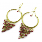 Les Tr&eacute;sors De Lily [N9914] - Boucles Cr&eacute;ateur 'Alta&iuml;' rouge dor&eacute; punane