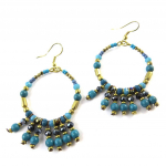 Les Tr&eacute;sors De Lily [N9929] - Boucles Cr&eacute;ateur 'Alta&iuml;' bleu dor&eacute; sinine