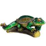 Les Tr&eacute;sors De Lily [Q2046] &ndash; roheline 'Iguana' ehtekarp - 11x5x4 cm roheline