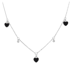 Les Tr&eacute;sors De Lily [Q2554] - Collier cr&eacute;ateur acier 'Love' noir argent&eacute; - coeurs 8x8 mm must