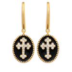 Les Tr&eacute;sors De Lily [Q8419] - kullatud  Cross  mustast kullast k&otilde;rvar&otilde;ngad - 14x11 mm must