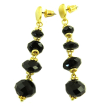 Les Tr&eacute;sors De Lily [Q9828] - Boucles artisanales 'Cl&eacute;opatra' noir dor&eacute; - 60x12 mm must