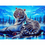 5D Teemantmaal Tiger Full Drill Round Teemanttikandid Ristpistes 20X30CM