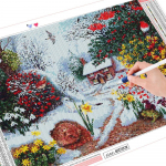 Teemantmaalimismaja t&auml;isruudukujuline &uuml;mmargune orav k&auml;sit&ouml;&ouml;komplekt Teemanttikandid maastik mosaiik lumi j&otilde;ulukaunistus Full Round (20X30CM)