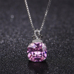 BELLA BOX Charms Square tsirkoonist ripatsiga kaelakeed naistele juubeliehted roosa