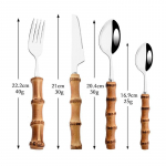 2/4/6komplekt Bambusest k&auml;epidemega lauan&otilde;ude komplekt roostevabast terasest s&ouml;&ouml;giriistade kahvel praadnuga lusikas h&otilde;ben&otilde;ude komplekt s&ouml;&ouml;giriistade kodune s&ouml;&ouml;giriistade komplekt 1 Set h&otilde;be