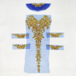 1 komplekt, must t&uuml;ll, kuldne litritega tikandiga pitskangas Tutt Royal Noble pulmakleit, aplikatsiooniga plaasterlik krae kleit isetegemise teel