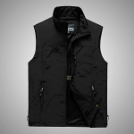 Vestid, meeste &otilde;huke vabaaja vest, meeste vest, palju taskuid, suvine t&otilde;mblukk, tavaline meeste vest XXXXL must