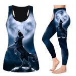 Big Wolf Print joogariietus naistele Moodne 3D Prinditud Treening Retuusid Fitness Sport K&otilde;rge v&ouml;&ouml;kohaga vabaaja joogap&uuml;ksid 3XL hall
