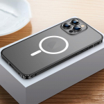Alumiiniumisulamist metallraam matt l&auml;bipaistev arvuti taga&uuml;mbris iPhone 14 13 12 Pro Max jaoks koos magnetr&otilde;nga juhtmevaba laadija toega For iPhone 12 must