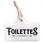Les Tr&eacute;sors De Lily [R5083] - Metallplaat 'WC-d' valge must - 18x12 cm valge