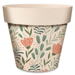Les Tr&eacute;sors De Lily [R6628] - Bambusest taimepott 'Flowers' roheline roosa beež - 17x15 cm mitmev&auml;rviline