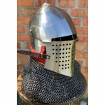 Keskaegne Armor Chain Mail Kiiver 16 Gage terasest Barbute Armor Kiiver