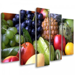 Viieosalise pildiga l&otilde;uendiprint Colored Fruits 100x70 mitmev&auml;rviline