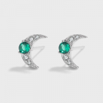 Mood Emerald Moon Stud 925 h&otilde;bek&otilde;rvar&otilde;ngad naistele Rohelised originaal S925 h&otilde;bedased s&otilde;brap&auml;eva kingitused ehted h&otilde;bedane kingitus h&otilde;be