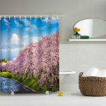 Kevadine kirsi&otilde;ieline konksuga du&scaron;ikardin Vannitoa du&scaron;ikardin Veekindel roosa loomingulise isikup&auml;ra kardin 90x180cm36x71inch