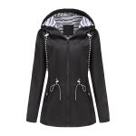 Naiste kapuutsiga tuulepluusid, triibuline pingutusn&ouml;&ouml;r vetth&uuml;lgav tuulejakk pikkade varrukatega, suure suurusega lahtine vihmamantel keskmise pikkusega t&otilde;mblukuga tuulekindlad jakid 2XL