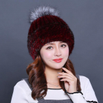 Naaritsak&uuml;bar Talvine Uus Ehtne Karusnahast M&uuml;ts Rebane Juuksepall V&auml;rviline Paksendatud M&uuml;ts head(55-59cm) burgundiapunane