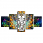 HD Prinditud Kunst Loomade l&otilde;uendipildid 5 t&uuml;kki India elevant ja abstraktsed v&auml;rvilised lillemaalid Modulaarne raam Magamistoa seinakaunistus 20x35cm*2 20x45cm*2 20x55cm*1