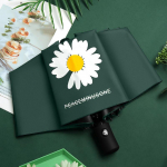 Automaatselt kokkupandav naiste vihmavari, musta v&auml;rvi karikakra mustriga ultraviolettkindel vihmavari