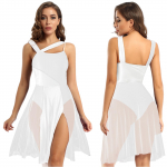 Naiste T&auml;iskasvanute varrukateta v&otilde;rkv&auml;rvi plokk trikoo kleit, moodne l&uuml;&uuml;riline kaasaegse tantsu kost&uuml;&uuml;m XS tumesinine v&auml;rv