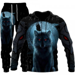 Wolf 3D tr&uuml;kitud kapuutsiga riided &uuml;likond p&uuml;ksid &uuml;likond meeste kevad- ja s&uuml;gise vabaaja kampsun Pullover meeste dressikomplekt mood meeste jaoks L