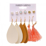 Vintage pika tutiga Leopard Akr&uuml;&uuml;lvaigust tilkk&otilde;rvar&otilde;ngaste komplekt Naiste Boheemlastest lehtedest T&auml;heringi rippuvad k&otilde;rvar&otilde;ngad Moeehted