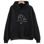 Ma teen, mida ma tahan Kassi kapuuts Lihtne maalimine Graafilised dressipluusid Naiste Kawaii Anime riided Pikad varrukad Kausaalsed s&uuml;gispulloverid L