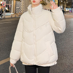 Uus Naiste Parka L&uuml;hike jope Talvine Paks Puuvillane Polsterdatud Mantlid Naistele Korea lahtised Puffer Parkad Standkrae Naiste V&auml;lisriided M valge