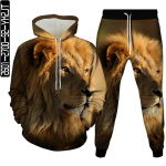 S&uuml;gisesed vabaaja dressikomplektid Naiste Animal Lion Anime 3D-printimisega kapuutsid + p&uuml;ksid suures suuruses meeste t&auml;navar&otilde;ivad 2 tk &uuml;likond S-6XL 5XL