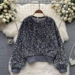 S&uuml;gisel ja talvel uue disainiga Sense Heavy Sequin Magnanimous Fashion Kerge luksuslik Senior Sense kampsun One Size hall v&auml;rv