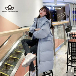 Must puuvillase polsterdatud mantel naiste keskmise pikkusega talvine lahtine haugimantel, moodne vabaaja mantel S must