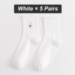 5 Paari Naiste sokid S&uuml;gis Talv Uued tooted Tikitud Keskmise toruga Kammitud Puuvill &Uuml;hev&auml;rvilised Mood Mugavus Naiste sokid EU34-39 EUR34-39 valge