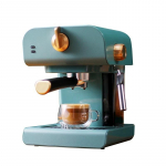 Retro espressomasin majapidamises kasutatav v&auml;ike poolautomaatne kontsentreeritud aurupiima vahutav kohvimasin roheline