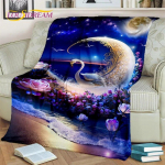 3D Dream Love Swan Cartoon Cygnus Girl Kingi tekk, pehme tekk koju Magamistoa voodi Diivani Pikniku reisikatte tekk lapsele 130x150cm
